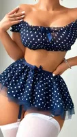 Fırfırlı Puantiyeli Lacivert Fantezi Kostüm Jesica Bella E-00135 Lacivert