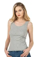 Fitilli Pamuklu Örme Kalın Askılı Kadın Atlet Özkan 26815  Gri görsel 18