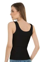 Fitilli Pamuklu Örme Kalın Askılı Kadın Atlet Özkan 26815  Siyah farklı açı