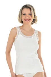 Özkan Fitilli Pamuklu Yakası Dantelli Kalın Askılı Kadın Atlet Özkan 26816 