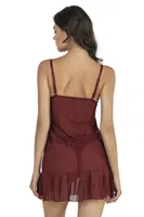 Gecelik String Takım Fabony 4180 Bordo detay görünüm