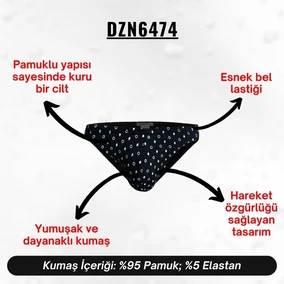 Darkzone Geometrik Desenli Lacivert Erkek Slip  Darkzone DZN6474 - Alternatif Görünüm