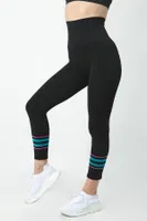 Gigotto Renkli Çizgili Seamless Yüksek Bel Spor Tayt Miorre 001-001224 Siyah