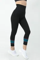 Gigotto Renkli Çizgili Seamless Yüksek Bel Spor Tayt Miorre 001-001224 Siyah görsel 4