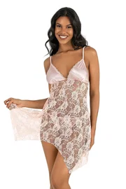 Ahu Lingerie Göğsü Saten Somon Kısa Gecelik Ahu Primoda 4215