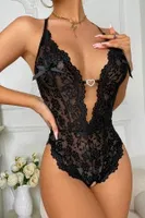 Göğüs Dekolteli Fantazi Dantel Kadın Body Siyah For Dreams 8459 Siyah