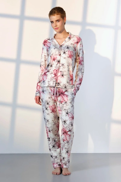 Gömlek Yaka Düğmeli Çiçek Desenli Kadın Pijama Takımı Doreanse 25K4031