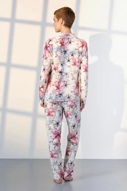 Doreanse Gömlek Yaka Düğmeli Çiçek Desenli Kadın Pijama Takımı Doreanse 25K4031 - Alternatif Görünüm