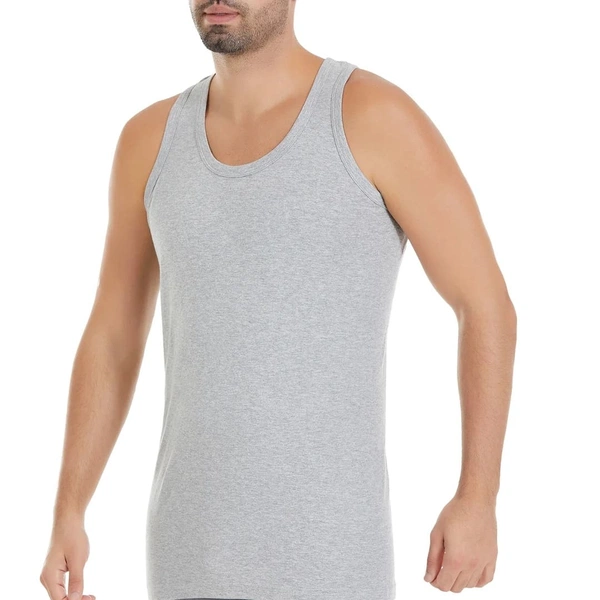 Gri 3'lü Paket %100 Pamuk Sporcu Ribana Erkek Atlet Yıldız 19