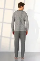 Gri Desenli Düğme Yaka T-Shirt Erkek Pijama Takımı Doreanse 25K4531 detay görünüm