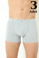 Gri Erkek Boxer Düz 3lü Paket Pamuklu Likralı Arma Yıldız 1170 - 3 ADET Gri