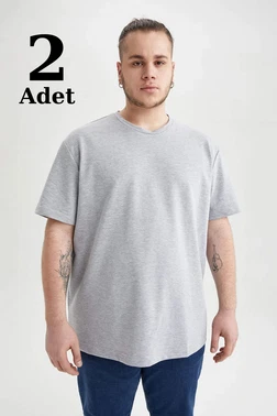 Arma Yıldız Gri %100 Pamuk Büyük Beden O Yaka Tişört 2li Paket Arma Yıldız 1161 - 2 ADET