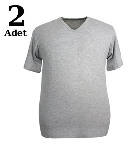 Arma Yıldız Gri %100 Pamuk Büyük Beden V Yaka Tişört 2li Paket Arma Yıldız 1160 - 2 ADET
