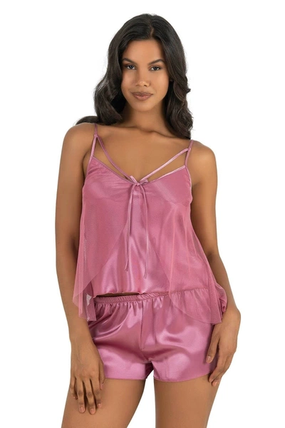 Gülkurusu Saten Kadın Şort Pijama Takımı Ahu Primoda 9215