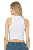 Halter Yaka Pamuklu Fitilli Vücuda Oturan Örme Crop Kadın Atlet Özkan 26814  Beyaz görsel 13