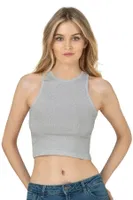 Halter Yaka Pamuklu Fitilli Vücuda Oturan Örme Crop Kadın Atlet Özkan 26814  görsel 7