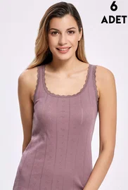 İlke Geniş Askılı Jakarlı Dantelli Kadın Atlet 6'lı İlke 224