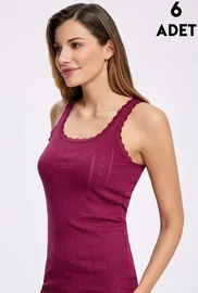 İlke Dantelli Jakarlı Kalın Askılı Kadın Atlet 6'lı İlke 224