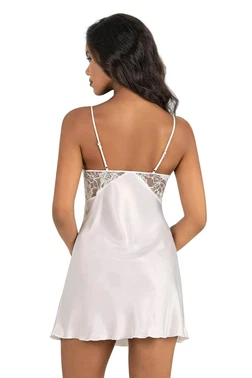 Ahu Lingerie İnce Askılı Ekru Kısa Saten Gecelik Ahu Primoda 8204 - Alternatif Görünüm