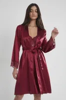 İnce Askılı Kaplı Saten Dantelli Gecelik Sabahlık Takımı Pierre Cardin 4265  Bordo görsel 28