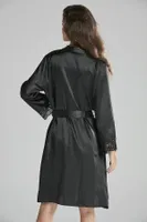 İnce Askılı Kaplı Saten Dantelli Gecelik Sabahlık Takımı Pierre Cardin 4265  Siyah görsel 17