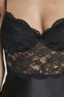 İnce Askılı Kaplı Saten Dantelli Gecelik Sabahlık Takımı Pierre Cardin 4265  Siyah görsel 19