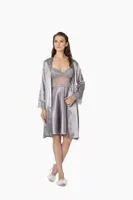 İnce Askılı Kaplı Saten Dantelli Gecelik Sabahlık Takımı Pierre Cardin 4265  görsel 14