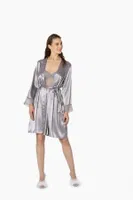 İnce Askılı Kaplı Saten Dantelli Gecelik Sabahlık Takımı Pierre Cardin 4265  görsel 13