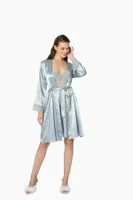 İnce Askılı Kaplı Saten Dantelli Gecelik Sabahlık Takımı Pierre Cardin 4265  görsel 6