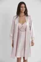 İnce Askılı Kaplı Saten Dantelli Gecelik Sabahlık Takımı Pierre Cardin 4265  Pudra