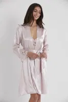 İnce Askılı Kaplı Saten Dantelli Gecelik Sabahlık Takımı Pierre Cardin 4265  Pudra görsel 4