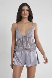 Pierre Cardin İnce Askılı Saten Dantelli Şort Babydoll Takım Pierre Cardin 450 