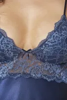 İnce Askılı Saten Kısa Dantelli Kadın Gecelik Pierre Cardin 890  Lacivert görsel 16