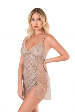 Ahu Lingerie İnce Askılı Taş Kısa Tül Gecelik Ahu Primoda 4111 - Alternatif Görünüm