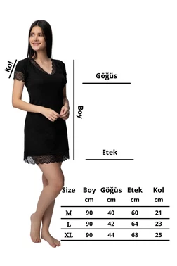 Donex İp Askı Dantelli Penye Gecelik Donex 1590  - Alternatif Görünüm