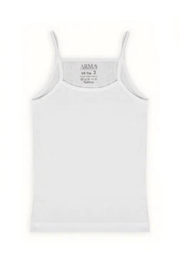 Arma Yıldız İp Askılı Kız Çocuk Atlet Beyaz %100 Pamuk Ribana Arma Yıldız 7520