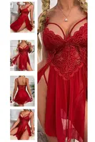İpli Dantelli Tül Kırmızı Seksi Fantezi Gecelik Ruselin 2105 Kırmızı farklı açı