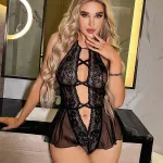Jesica Bella Fantezi Siyah Gecelik Takım E-0030 Siyah