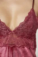 Dantelli İnce Askılı Kadife Saten Kadın Gecelik Pierre Cardin 845 Bordo görsel 23