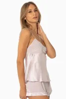 Kadife Saten Pijama Kısa Askılı Şort Takım Pierre Cardin 440  görsel 18