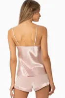 Kadife Saten Pijama Kısa Askılı Şort Takım Pierre Cardin 440  Pudra görsel 5