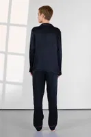 Kadife Viskon Lacivert Gömlek Yaka Kadın Pijama Takımı Doreanse 25K4037 detay görünüm