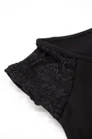 Kadın Atlet Tüllü Dantelli Yarım Kollu Rahat T-shirt ÖTS 3162 Siyah farklı açı
