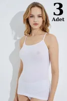 Kadın Beyaz Ribana İp Askılı Atlet 3lü Paket Arma Yıldız 3304 - 3 ADET Beyaz