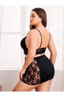 Kadın Büyük Beden Siyah Fantezi Gecelik NightLight 3489 Siyah farklı açı