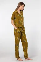 Cepli Kısa Kollu Dokuma Yaprak Desenli Pijama Takımı Türen 3604 farklı açı