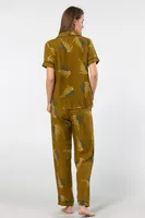 Cepli Kısa Kollu Dokuma Yaprak Desenli Pijama Takımı Türen 3604 görsel 4