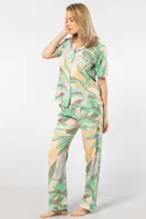 Kadın Desenli Kısa Kol Dokuma Pijama Takımı Türen 3604/Yeşil Yeşil görsel 4