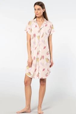 Türen Gömlek Yaka Kısa Kollu Kadın Gecelik Türen 3607