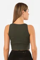 Halter Yaka Fitilli Crop Kadın T-shirt Türen 3404 Haki farklı açı